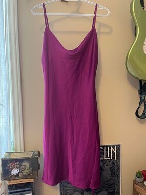 NWT Paper Heart fuchsia satin silky sleeveless midi dress with a cowl neck